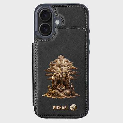 Christmas Sacred Crucifixion Sculpture - Personalized Christian Wallet Phone Case