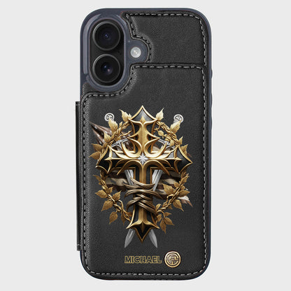 Festive Intricate Patriotic Christian Emblem - Personalized Christian Wallet Phone Case