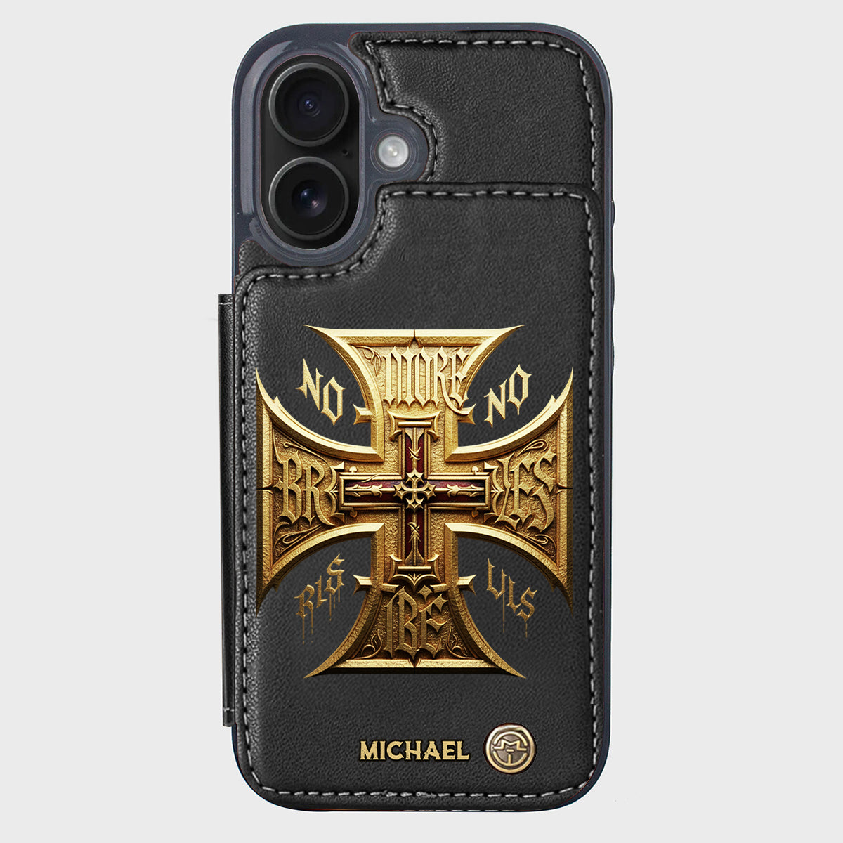 Medieval Cross Detailed Gothic Style - Personalized Christian Wallet Phone Case