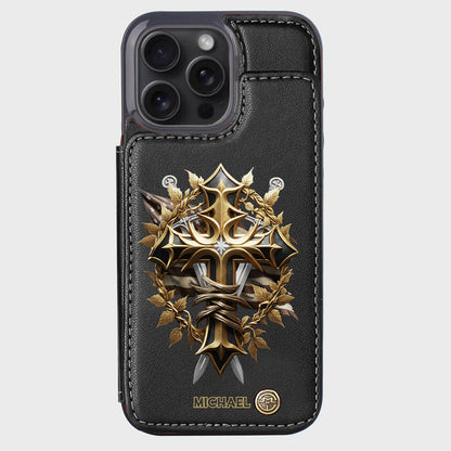 Festive Intricate Patriotic Christian Emblem - Personalized Christian Wallet Phone Case