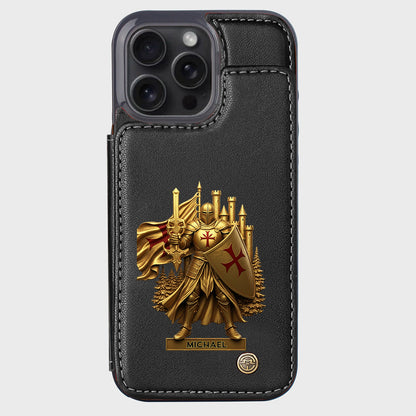 Christmas Gift Golden Templar Knight - Personalized Christian Wallet Phone Case