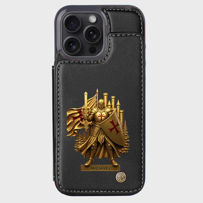 Christmas Gift Golden Templar Knight - Personalized Christian Wallet Phone Case