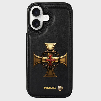 Christmas Golden Cross Crown of Thorns - Personalized Christian Wallet Phone Case