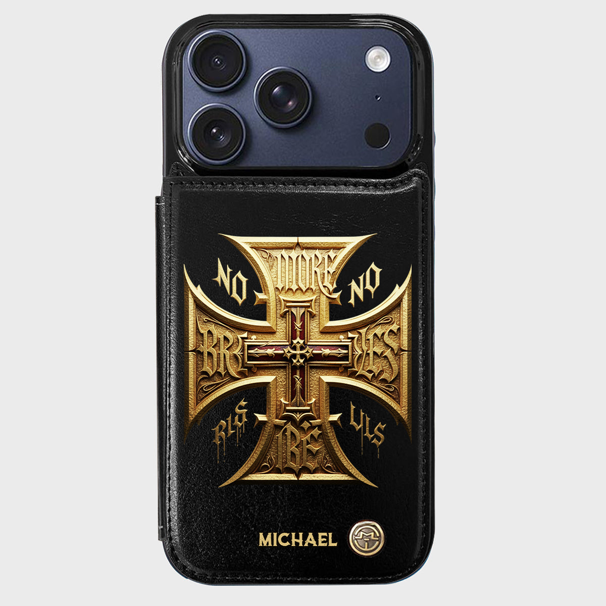 Medieval Cross Detailed Gothic Style - Personalized Christian Wallet Phone Case