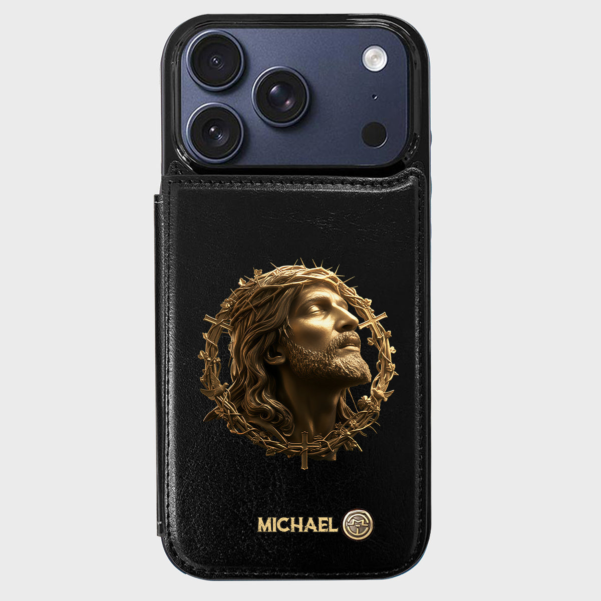 Christmas Jesus Christ Face with Crown of Thorns - Personalized Christian Wallet Phone Case