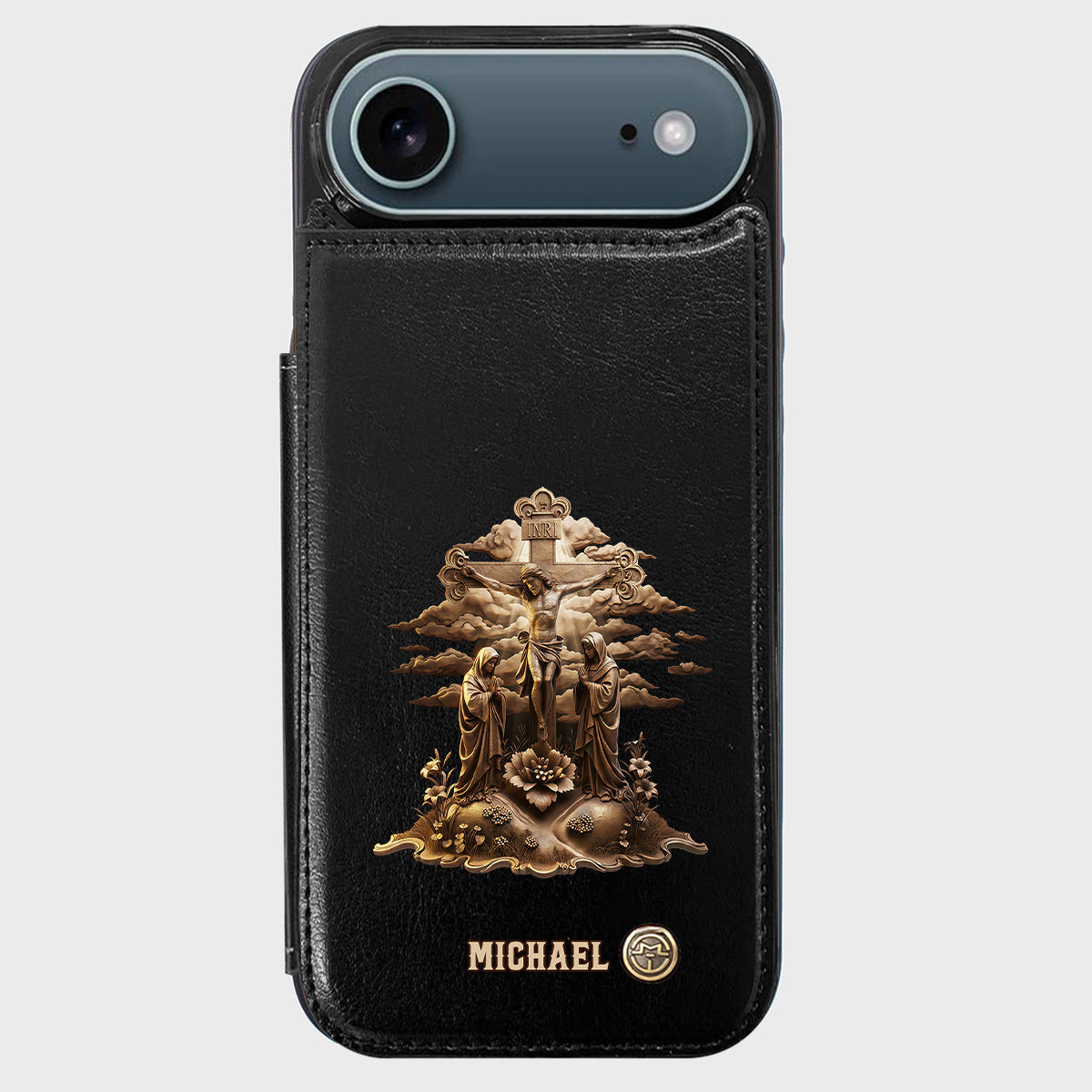 Christmas Sacred Crucifixion Sculpture - Personalized Christian Wallet Phone Case