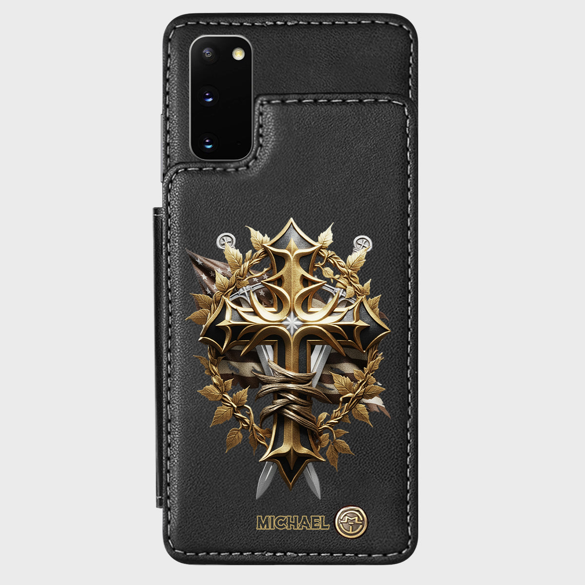 Festive Intricate Patriotic Christian Emblem - Personalized Christian Wallet Phone Case