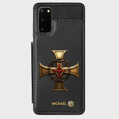 Christmas Golden Cross Crown of Thorns - Personalized Christian Wallet Phone Case