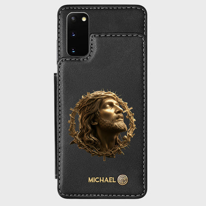Christmas Jesus Christ Face with Crown of Thorns - Personalized Christian Wallet Phone Case
