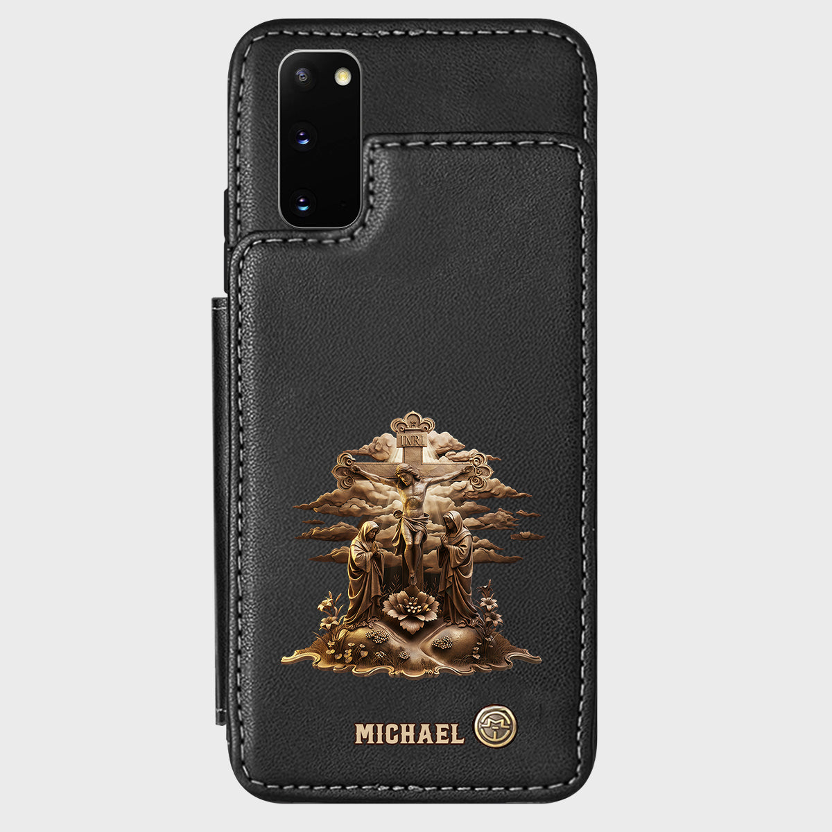 Christmas Sacred Crucifixion Sculpture - Personalized Christian Wallet Phone Case