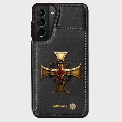 Christmas Golden Cross Crown of Thorns - Personalized Christian Wallet Phone Case