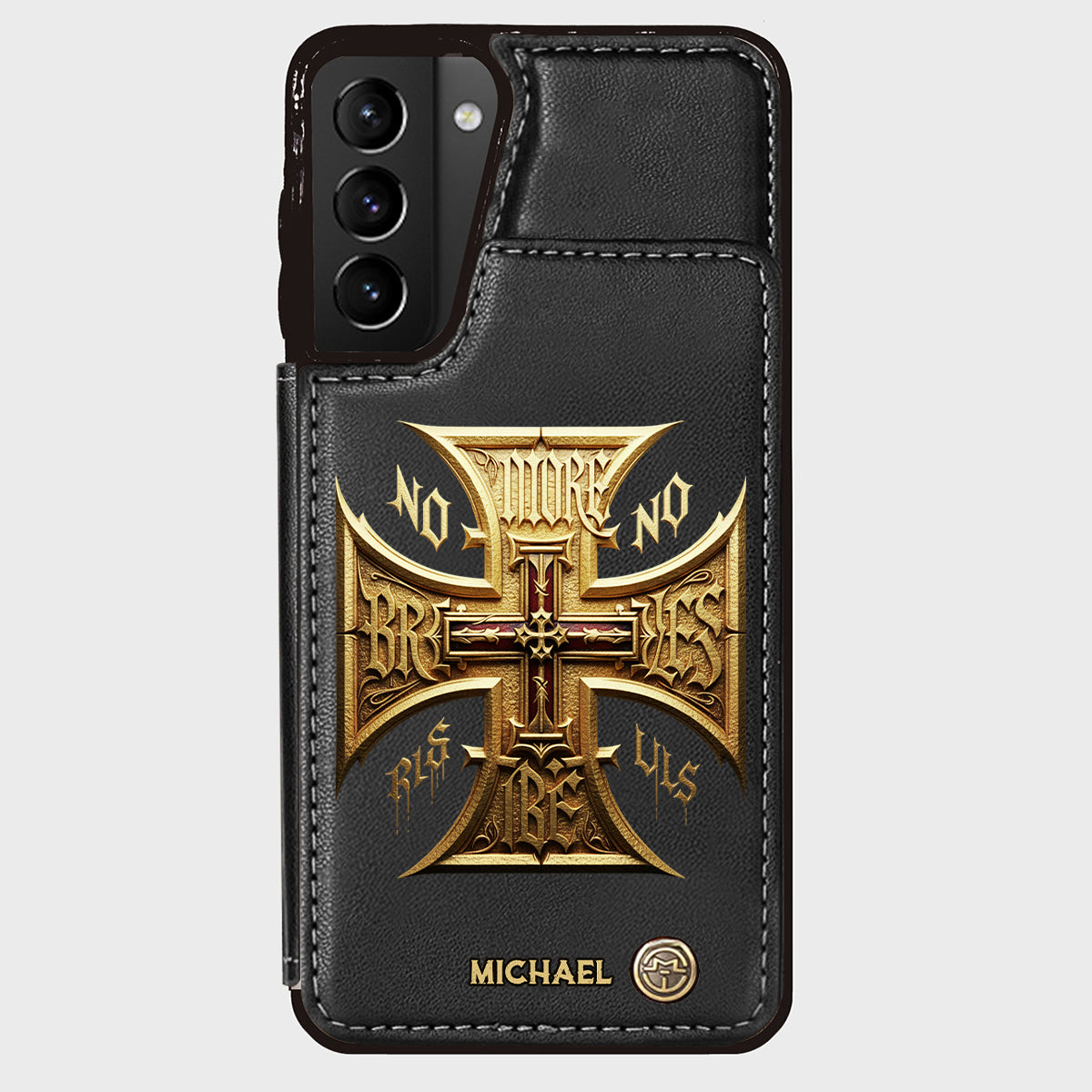 Medieval Cross Detailed Gothic Style - Personalized Christian Wallet Phone Case