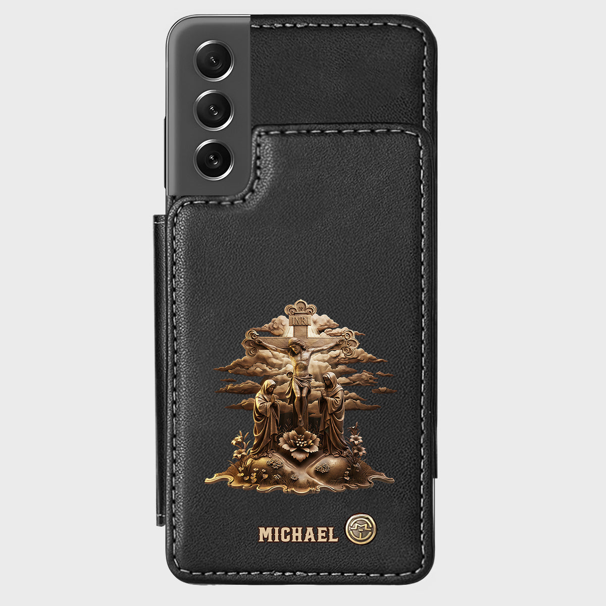 Christmas Sacred Crucifixion Sculpture - Personalized Christian Wallet Phone Case