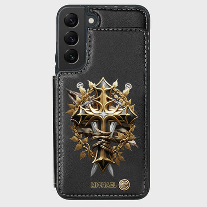 Festive Intricate Patriotic Christian Emblem - Personalized Christian Wallet Phone Case