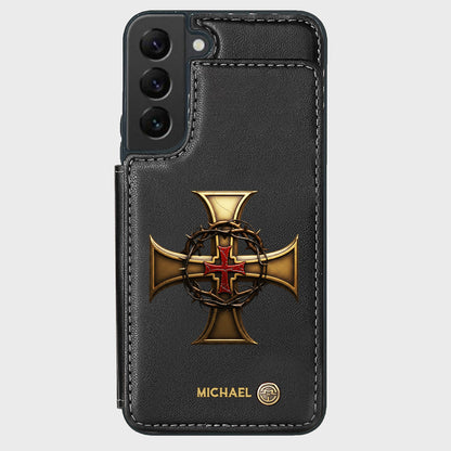 Christmas Golden Cross Crown of Thorns - Personalized Christian Wallet Phone Case