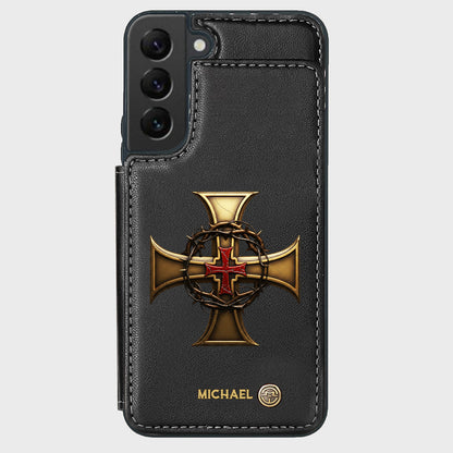 Christmas Golden Cross Crown of Thorns - Personalized Christian Wallet Phone Case
