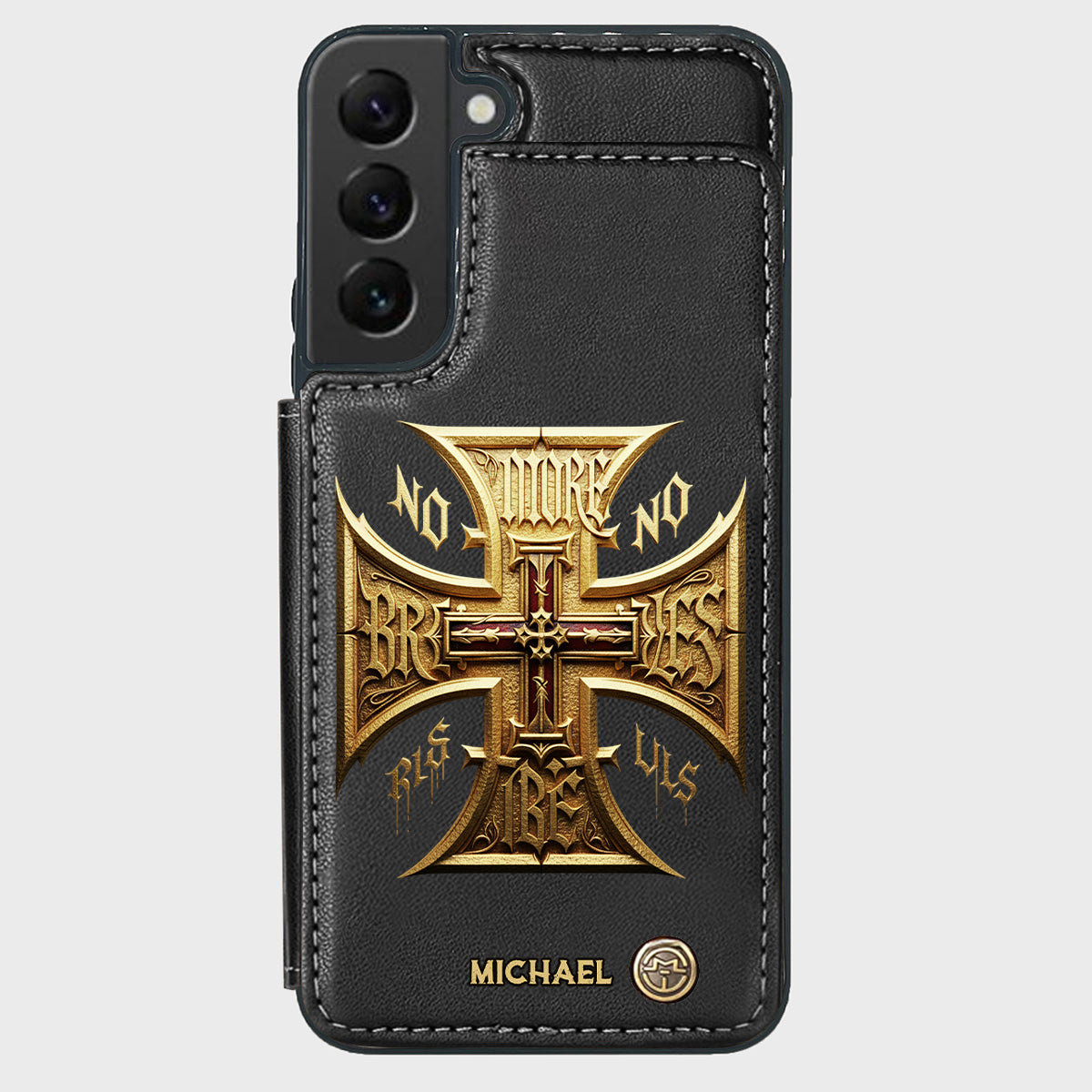 Medieval Cross Detailed Gothic Style - Personalized Christian Wallet Phone Case