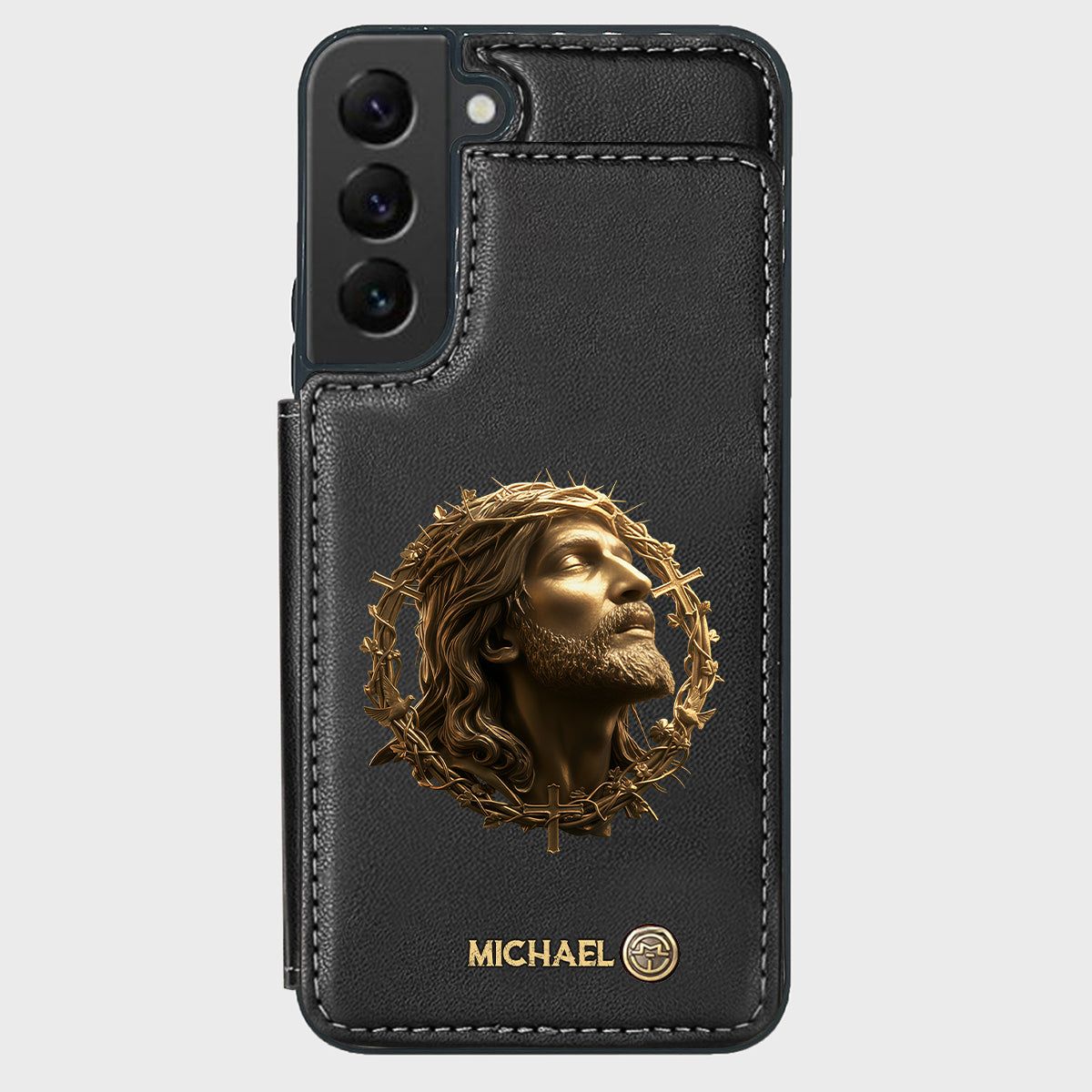 Christmas Jesus Christ Face with Crown of Thorns - Personalized Christian Wallet Phone Case