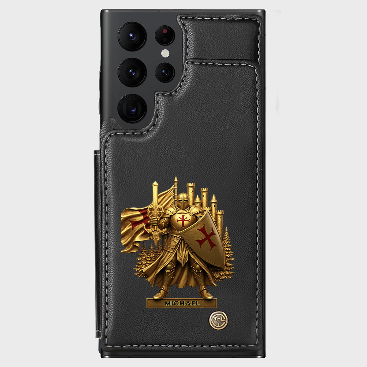 Christmas Gift Golden Templar Knight - Personalized Christian Wallet Phone Case