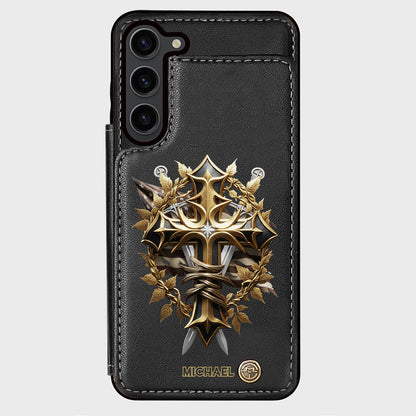 Festive Intricate Patriotic Christian Emblem - Personalized Christian Wallet Phone Case