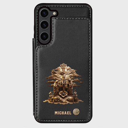 Christmas Sacred Crucifixion Sculpture - Personalized Christian Wallet Phone Case