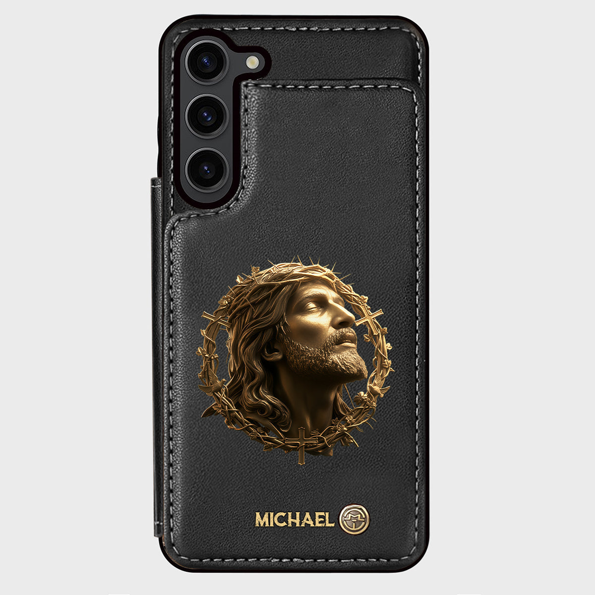 Christmas Jesus Christ Face with Crown of Thorns - Personalized Christian Wallet Phone Case
