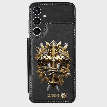 Festive Intricate Patriotic Christian Emblem - Personalized Christian Wallet Phone Case