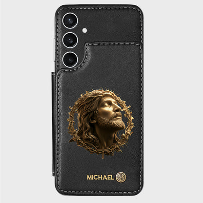 Christmas Jesus Christ Face with Crown of Thorns - Personalized Christian Wallet Phone Case
