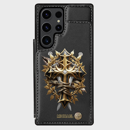 Festive Intricate Patriotic Christian Emblem - Personalized Christian Wallet Phone Case