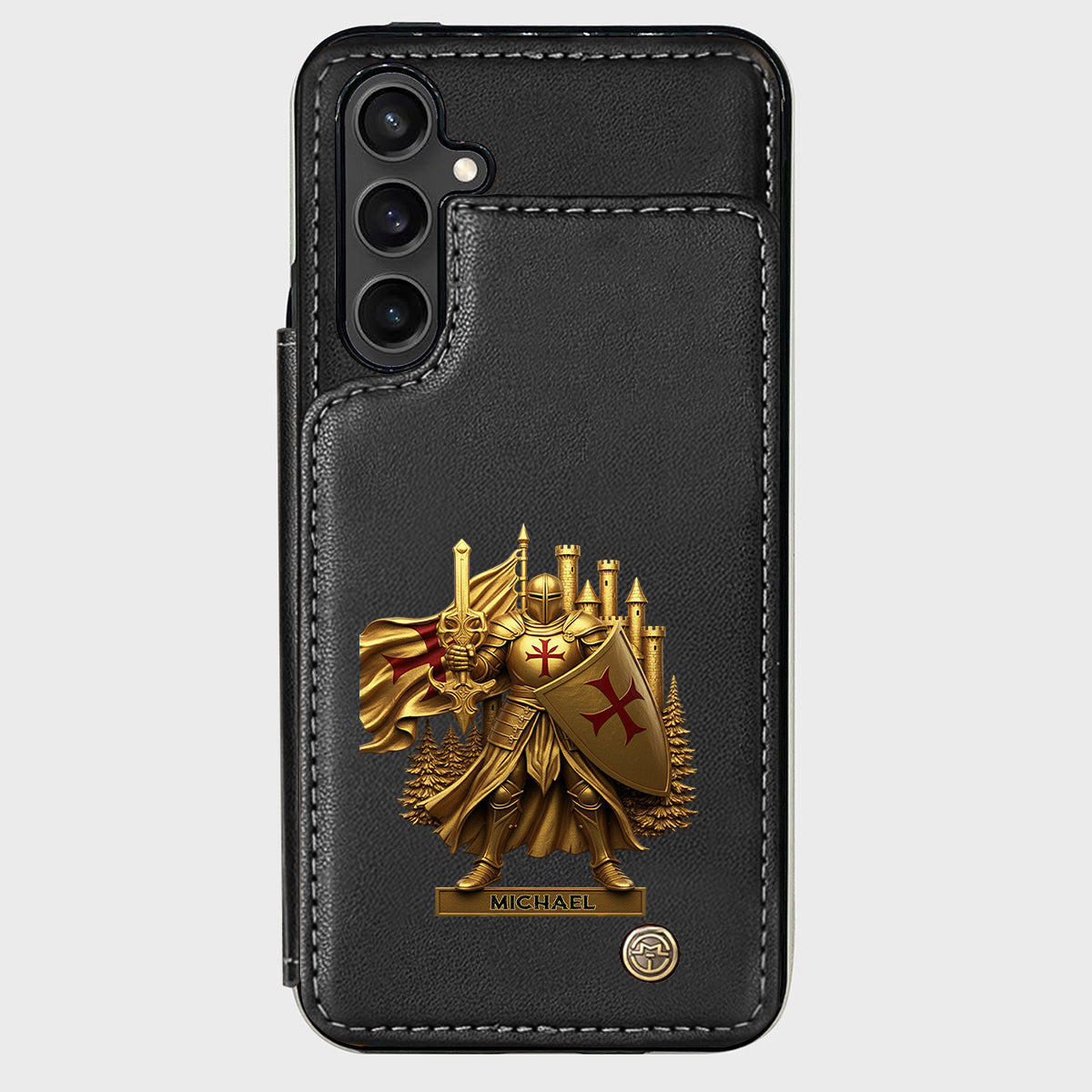 Christmas Gift Golden Templar Knight - Personalized Christian Wallet Phone Case
