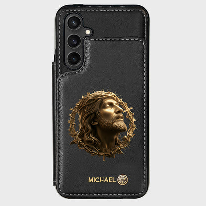 Christmas Jesus Christ Face with Crown of Thorns - Personalized Christian Wallet Phone Case