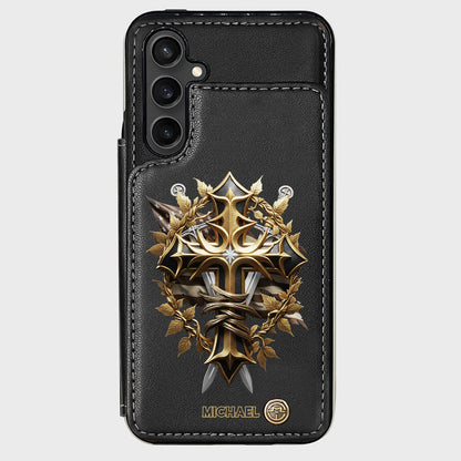 Festive Intricate Patriotic Christian Emblem - Personalized Christian Wallet Phone Case