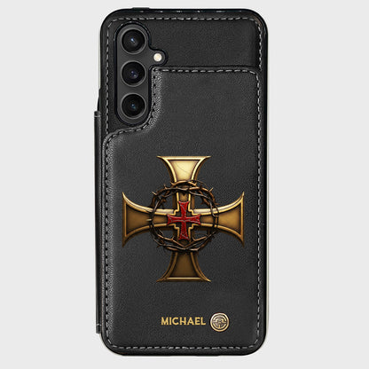 Christmas Golden Cross Crown of Thorns - Personalized Christian Wallet Phone Case
