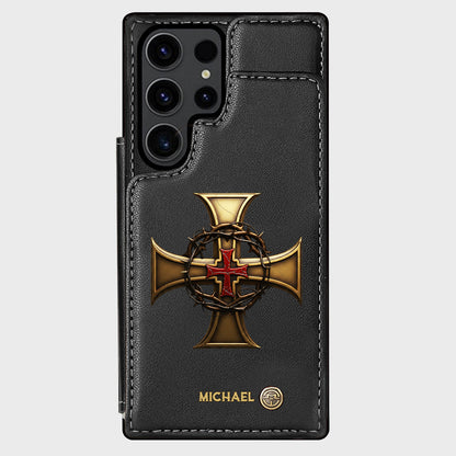 Christmas Golden Cross Crown of Thorns - Personalized Christian Wallet Phone Case