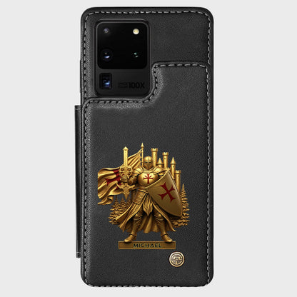 Christmas Gift Golden Templar Knight - Personalized Christian Wallet Phone Case