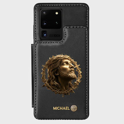 Christmas Jesus Christ Face with Crown of Thorns - Personalized Christian Wallet Phone Case